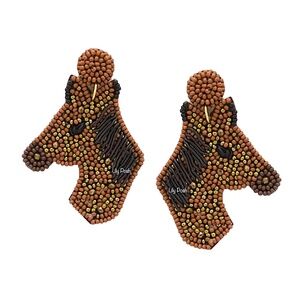 Beaded Horse Earring, Seed Bead Horse Stallion Earring